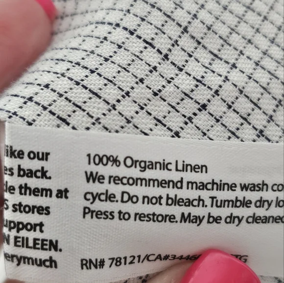 Eileen Fisher Check Print Slub Linen Notched Collar Long Jacket - Picture 9 of 10